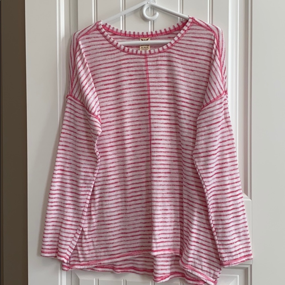 Faded Glory Pink & White Striped Sweater